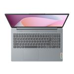 Laptop Lenovo IdeaPad Slim 3 Ryzen 5 8GB 512GB gris frontal superior teclado