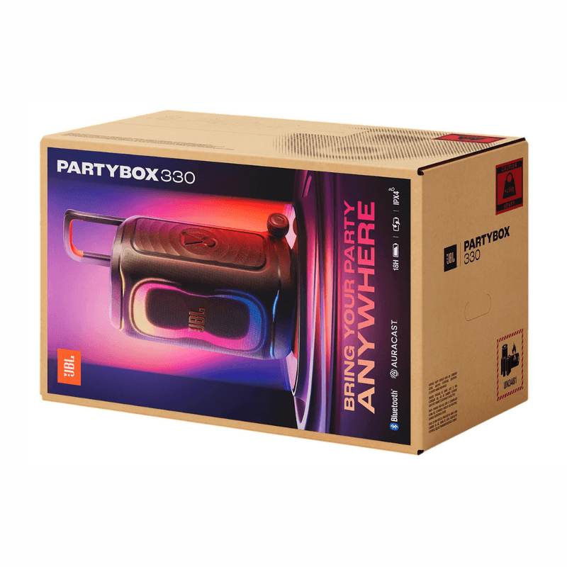 Parlante torre JBL PartyBox 330 280 W Bluetooth 6.0 negro contenido de caja