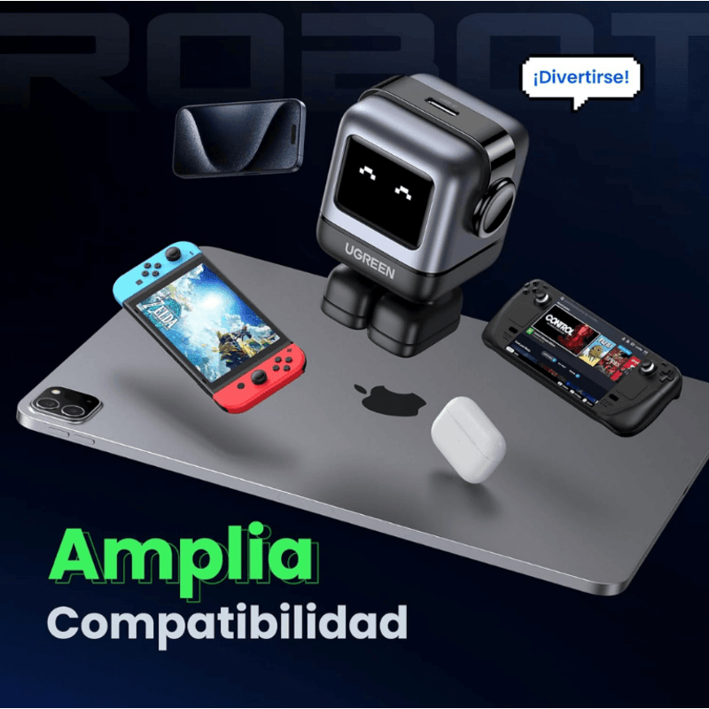 Cargador UGREEN Robot GaN USB-C 30W para iPhone Android  contenido
