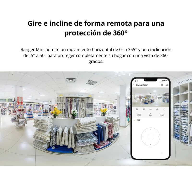 Cámara IMOU Ranger Mini 3K 5MP 360 Wi-Fi con Micro SD 64GB conexión