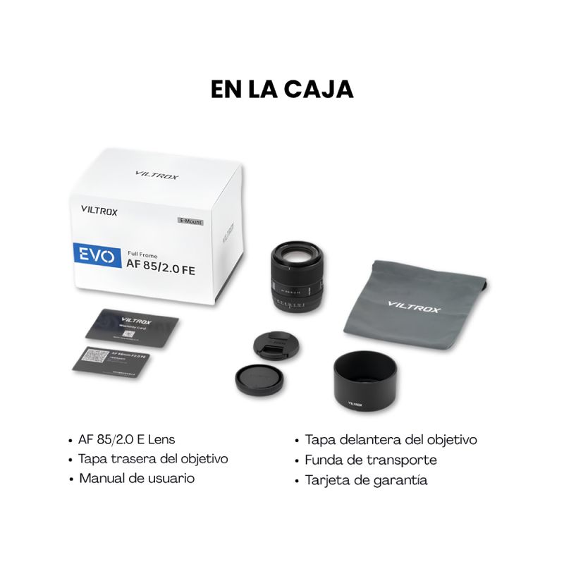 Lente Viltrox AF 85mm f/2.0 FE EVO Sony E Full Frame lateral