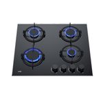 Mesa de cocción Sole a gas 4 hornillas vidrio templado negro superior