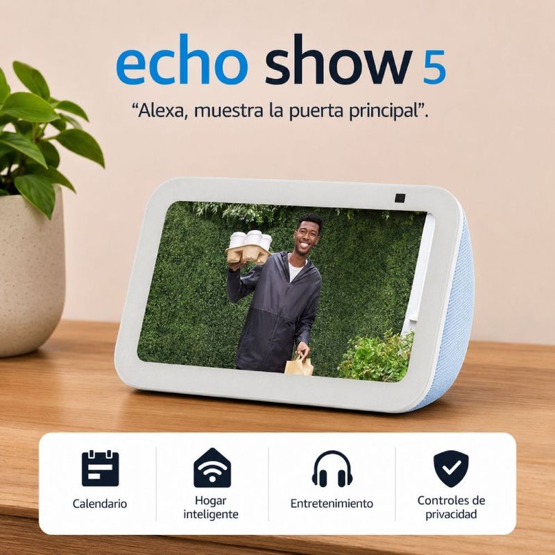 Parlante inteligente Amazon Echo Show 5 3era gen Alexa azul frontal oblicuo