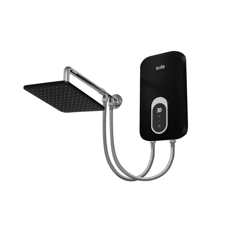 Rapiducha española Sole Temp-pro 7000W panel touch LED negro frontal oblicuo
