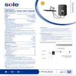 Rapiducha española Sole Temp-pro 7000W panel touch LED negro especificaciones
