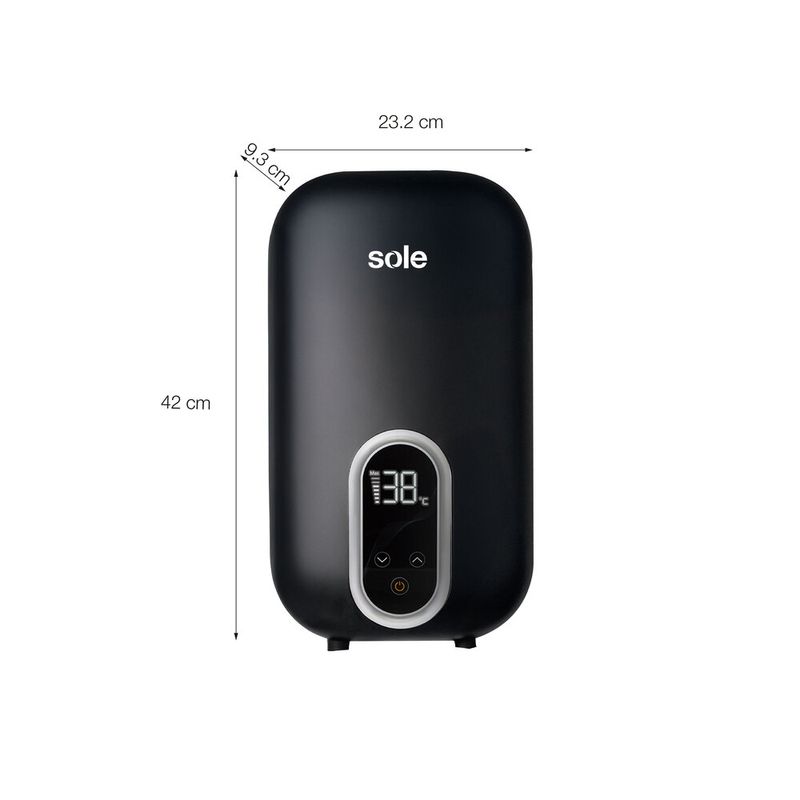 Rapiducha Sole Infinite Pro 6500W panel touch LED negro medidas