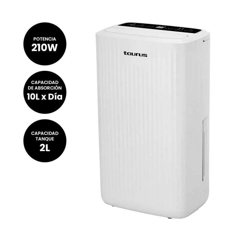 Deshumedecedor Taurus DH-10L 2L 10L/día blanco beneficios