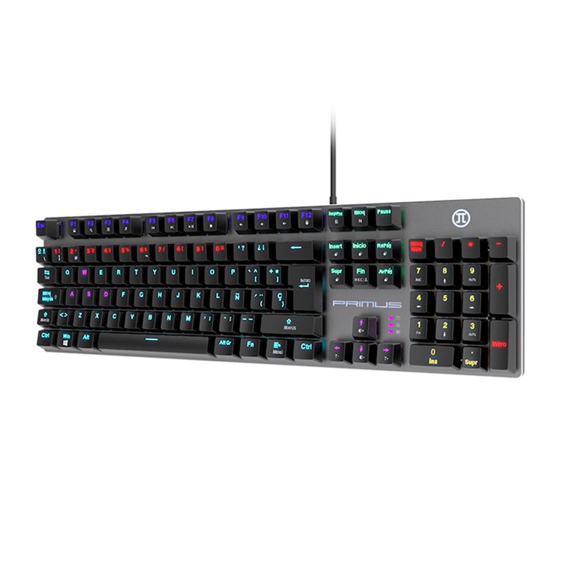 Teclado gamer Primus Ballista 90T mecanico RGB frontal oblicuo