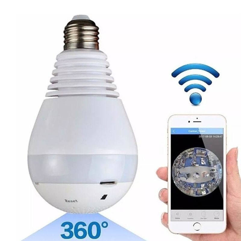 Foco con cámara WiFi genérico 360° 1.3MP conectividad