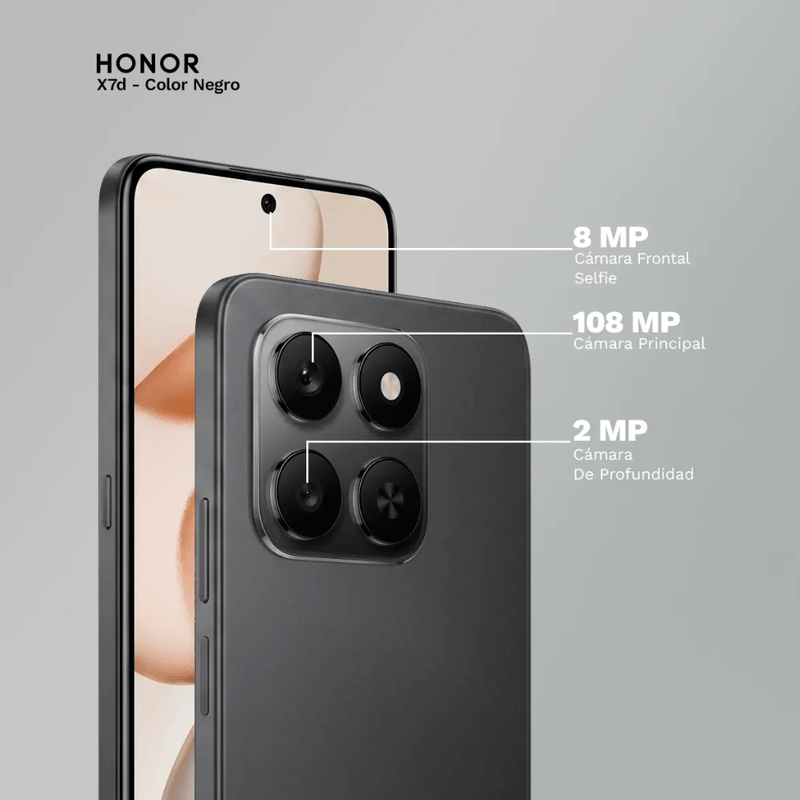 Celular Honor X7d 4G 256GB 8GB RAM cámara 108MP IP65 negro cámara principal 108 MP