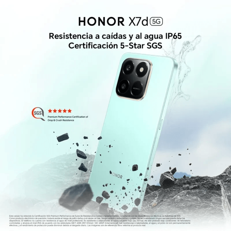 Celular Honor X7d 4G 256GB 8GB RAM cámara 108MP IP65 negro resistencia a caídas