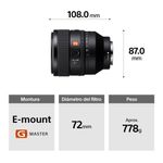 Lente Sony SEL50F12GM 50 mm F1.2 G Master Full Frame especificaciones