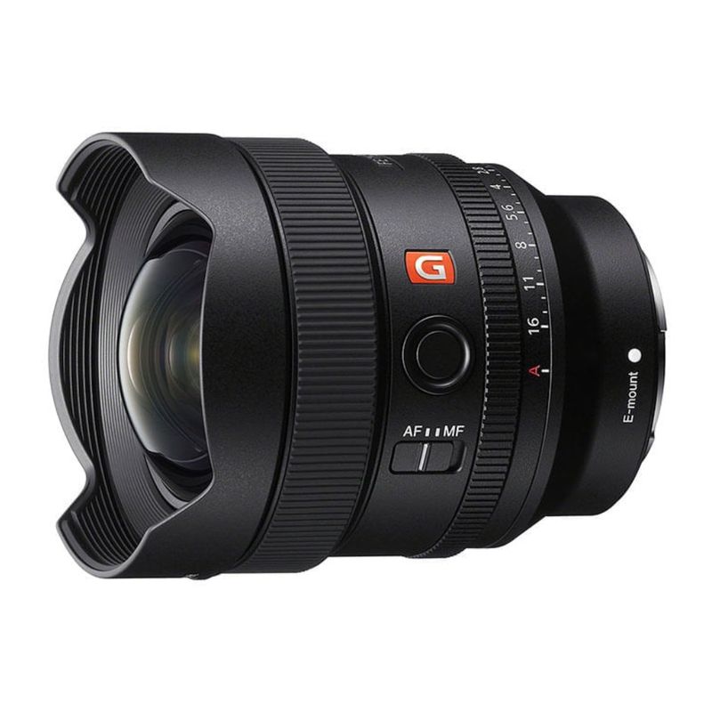 Lente Sony SEL14F18GM 14 mm F1.8 G Master Full Frame lateral oblicuo