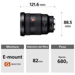 Lente Sony SEL1635GM 16-35 mm F2.8 G Master especificaciones