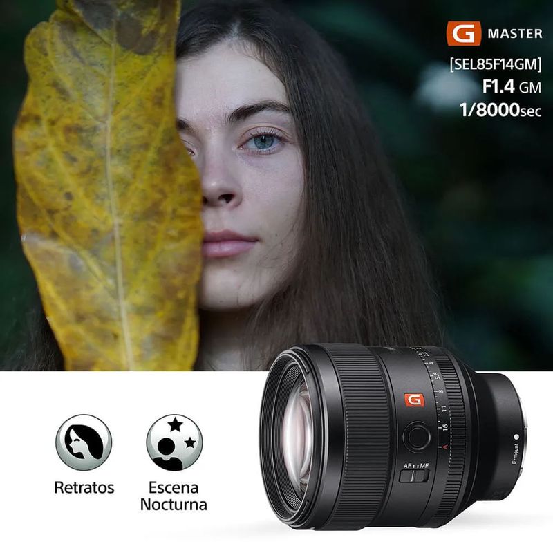 Lente Sony SEL85F14GM 85 mm F1.4 G Master especificaciones