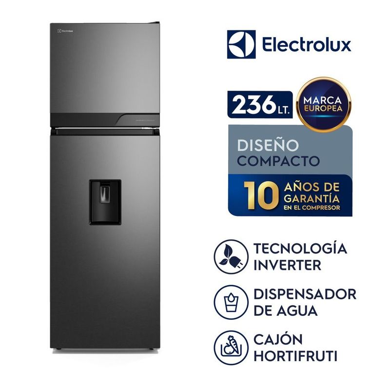 Refrigeradora Electrolux 236L negra No Frost con dispensador frontal beneficios