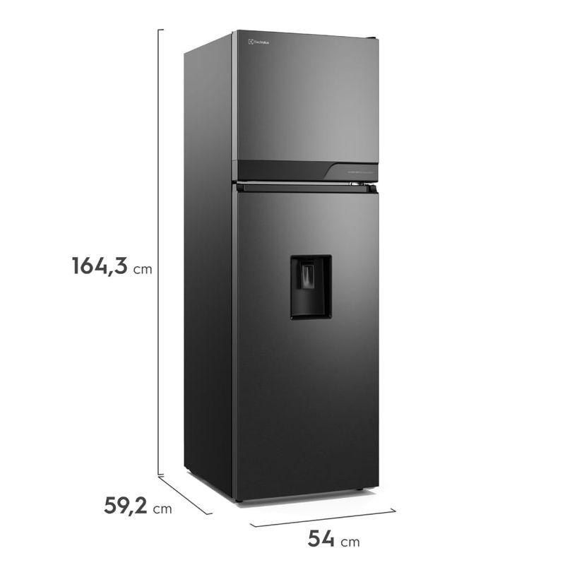 Refrigeradora Electrolux 236L negra No Frost con dispensador frontal oblicuo
