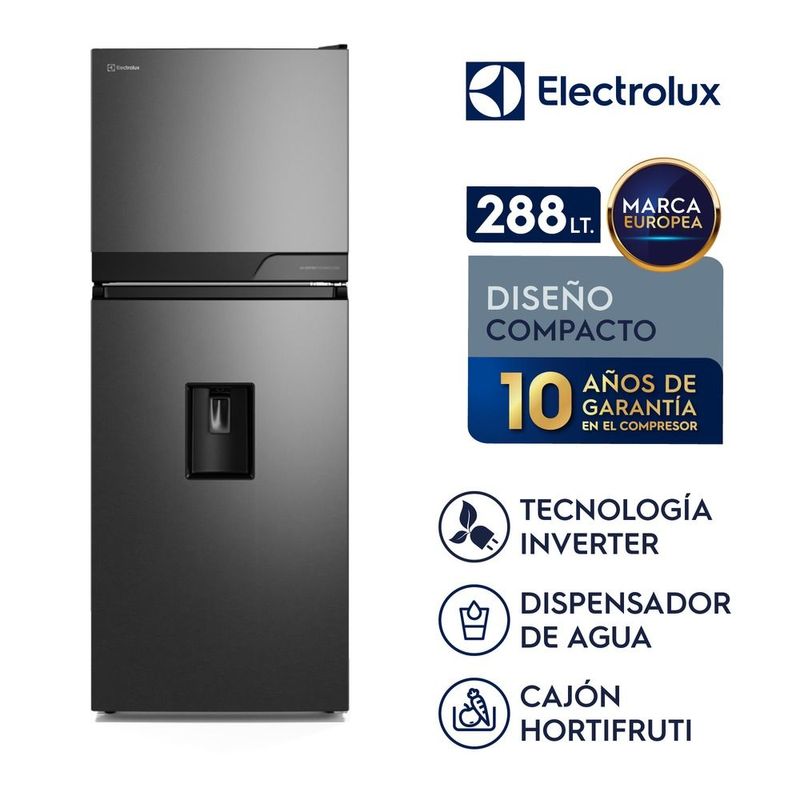 Refrigeradora Electrolux 288L No Frost Inverter negra frontal beneficios