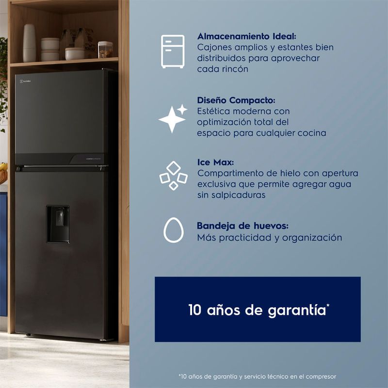 Refrigeradora Electrolux 288L No Frost Inverter negra conexión  características