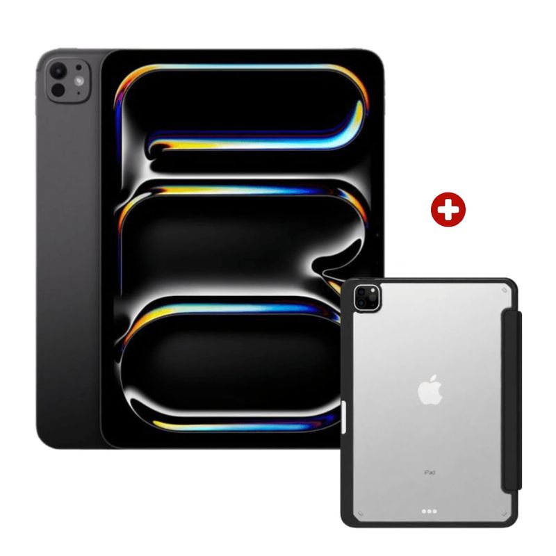 iPad Pro 11" M5 256GB cámara 12MP Space Black con Case transparente
