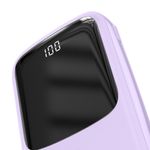 Batería externa Baseus 10000 mAh 15W Lightning lila frontal oblicuo
