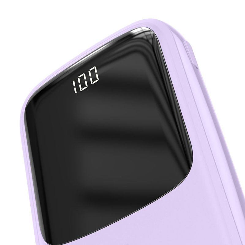 Batería externa Baseus 10000 mAh 15W Lightning lila frontal oblicuo