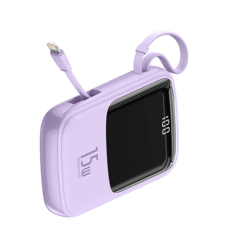 Batería externa Baseus 10000 mAh 15W Lightning lila lateral