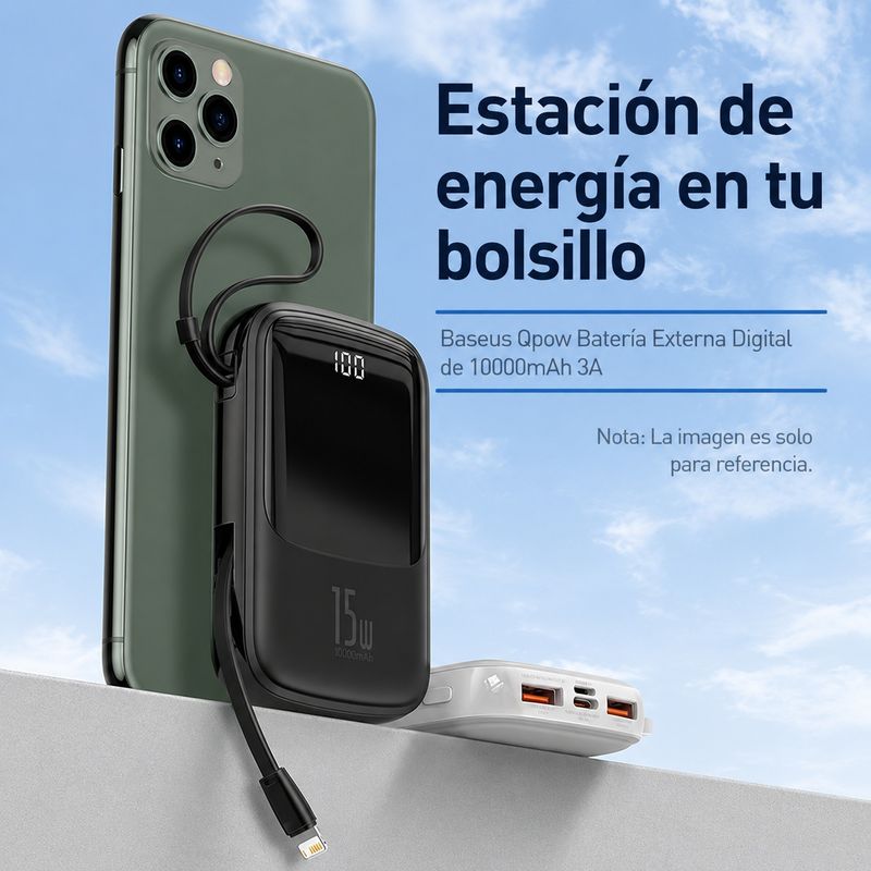 Batería externa Baseus 10000 mAh 15W Lightning lila beneficio