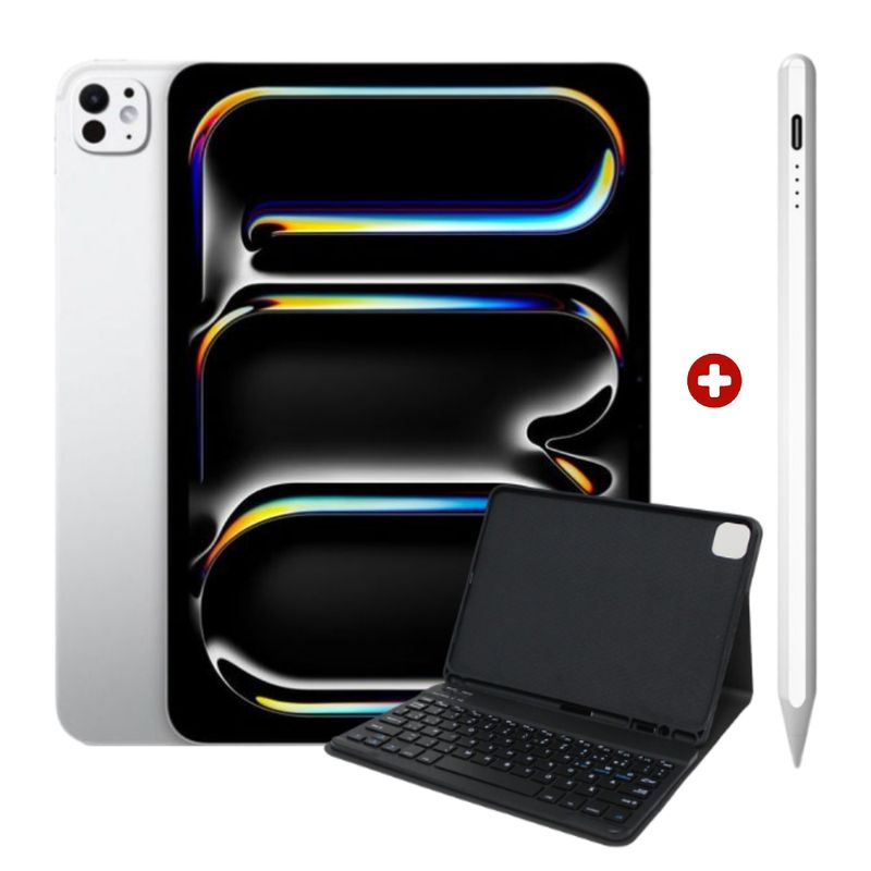 iPad Pro 11" M5 256GB cámara 12MP Silver con Keyboard y Pencil Universal frontal