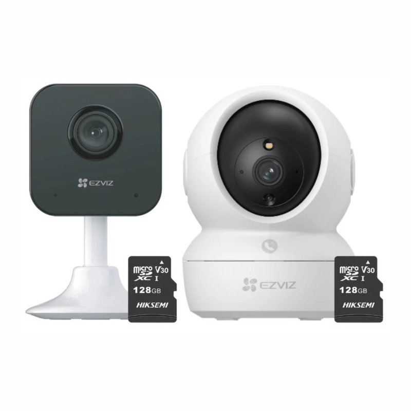 Kit cámaras EZVIZ H1C + H6C Full HD 360° 128GB Wi-Fi blanco conjunto frontal