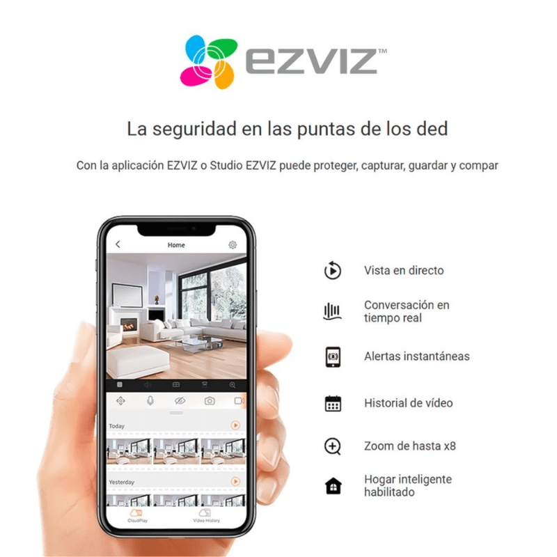 Kit cámaras EZVIZ H1C + H6C Full HD 360° 128GB Wi-Fi blanco app ezviz