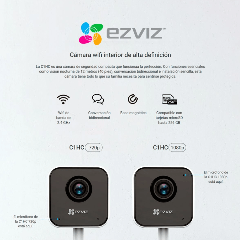 Kit cámaras EZVIZ H1C + H6C Full HD 360° 128GB Wi-Fi blanco IR inteligente