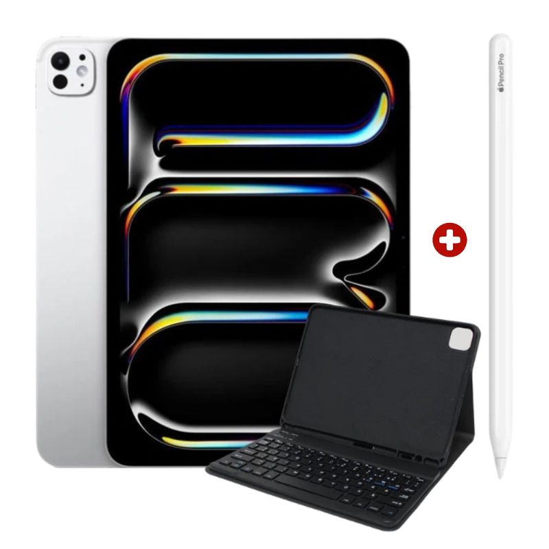 iPad Pro 11" M5 256GB Silver con Keyboard y Pencil Pro frontal