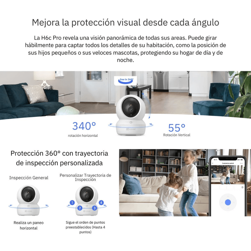 Kit 2 cámaras EZVIZ H1C + H6C Full HD 360° Wi-Fi blanco audio bidireccional