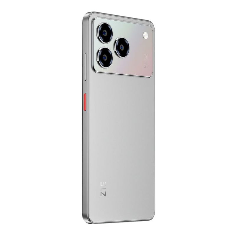 Celular ZTE A56 Pro 128GB 4GB RAM 6.75" gris frontal  oblicuo