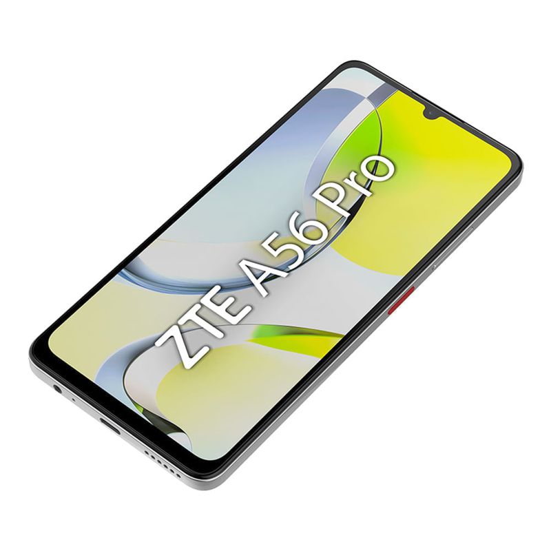 Celular ZTE A56 Pro 128GB 4GB RAM 6.75" gris frontal  diagonal