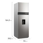 Refrigeradora Electrolux 236L No Frost dispensador plata frontal características frontal oblicuo