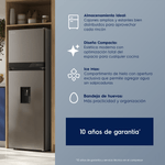 Refrigeradora Electrolux 236L No Frost dispensador plata frontal características beneficio
