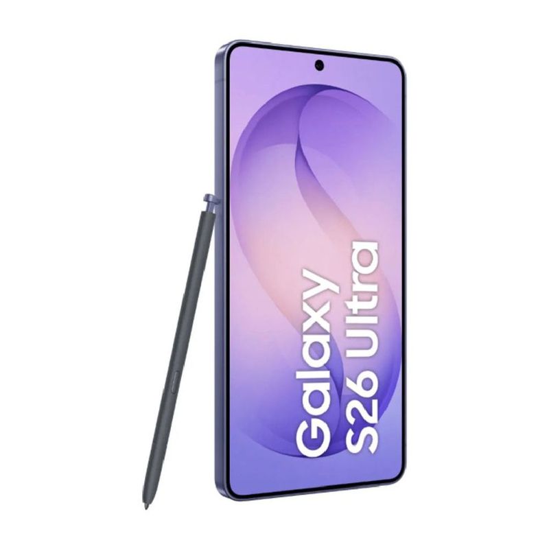 Samsung Galaxy S26 Ultra 5G 512GB cámara 200MP violeta frontal oblicuo