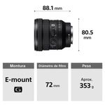 Lente Sony SELP1635G 16-35 mm F4 Full Frame especificaciones
