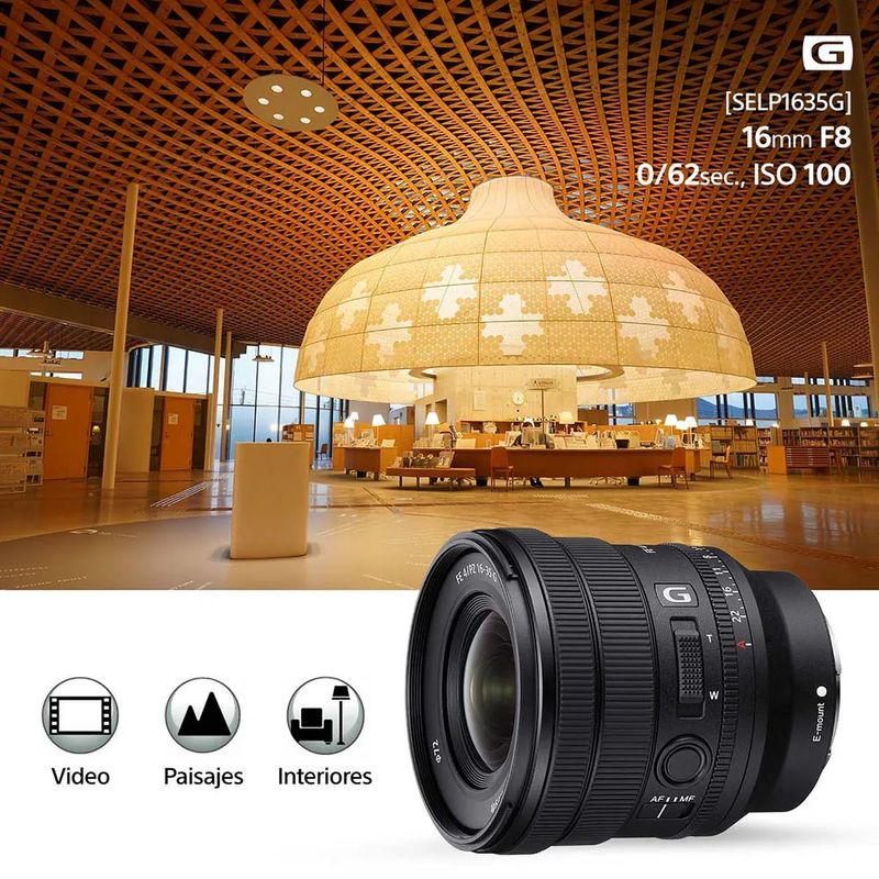 Lente Sony SELP1635G 16-35 mm F4 Full Frame especificaciones