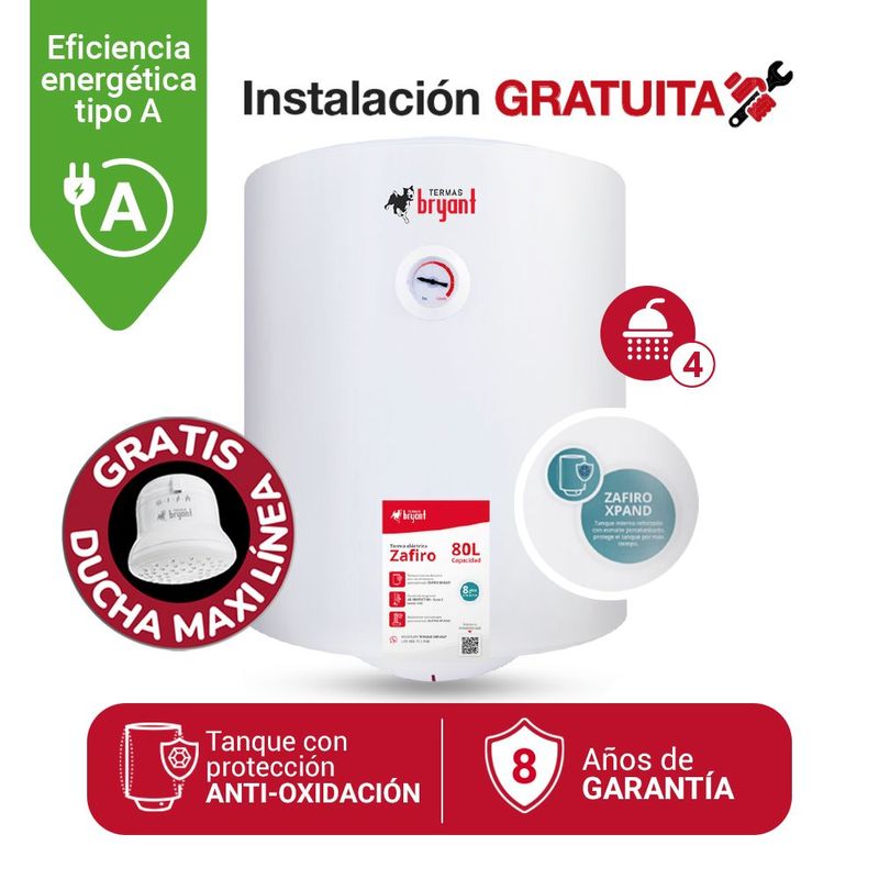Terma eléctrica Bryant 80 litros beneficio