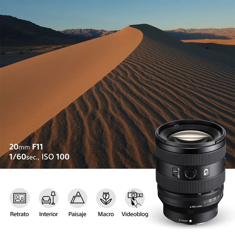 Lente Sony SEL2070G 20-70 mm F4 Full Frame especificaciones