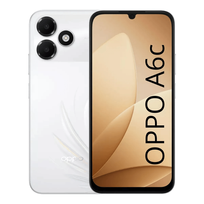 OPPO A6c 4G 128GB batería 7000 mAh cámara HI-RES blanco frontal