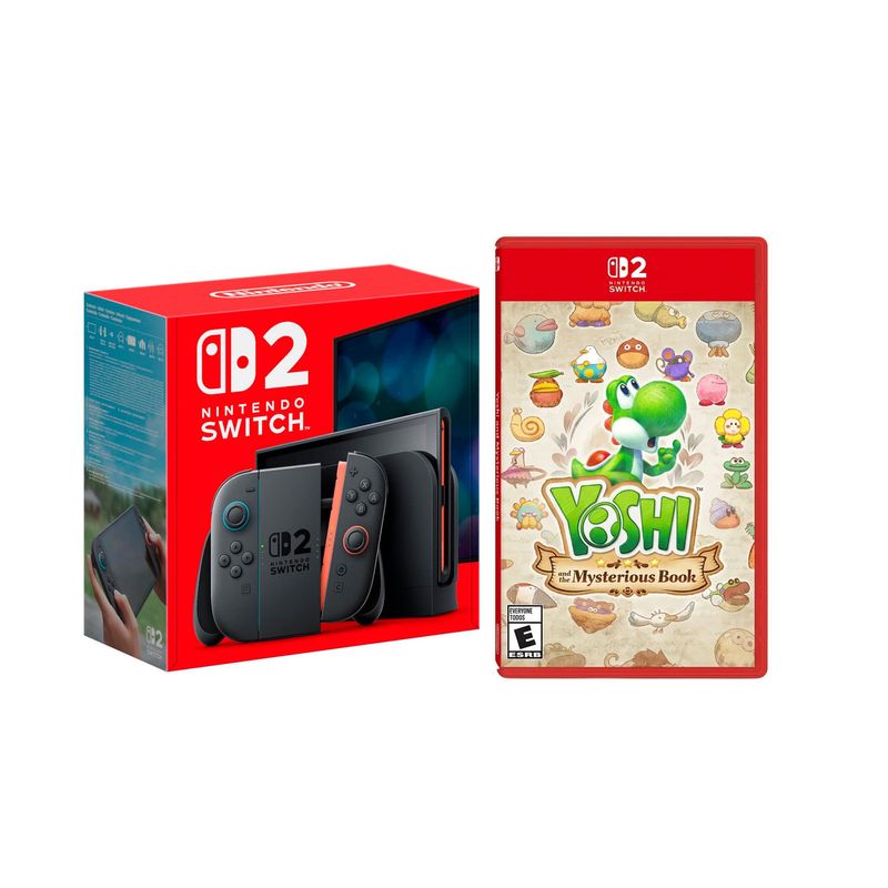 Nintendo Switch 2 256GB negro con Yoshi Mysterious Book frontal