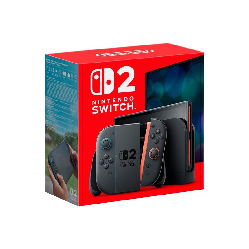Nintendo Switch 2 256GB negro con Yoshi Mysterious Book frontal oblicuo