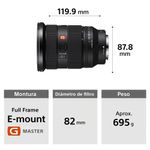Lente Sony 24-70 mm F2.8 GM Full Frame especificaciones