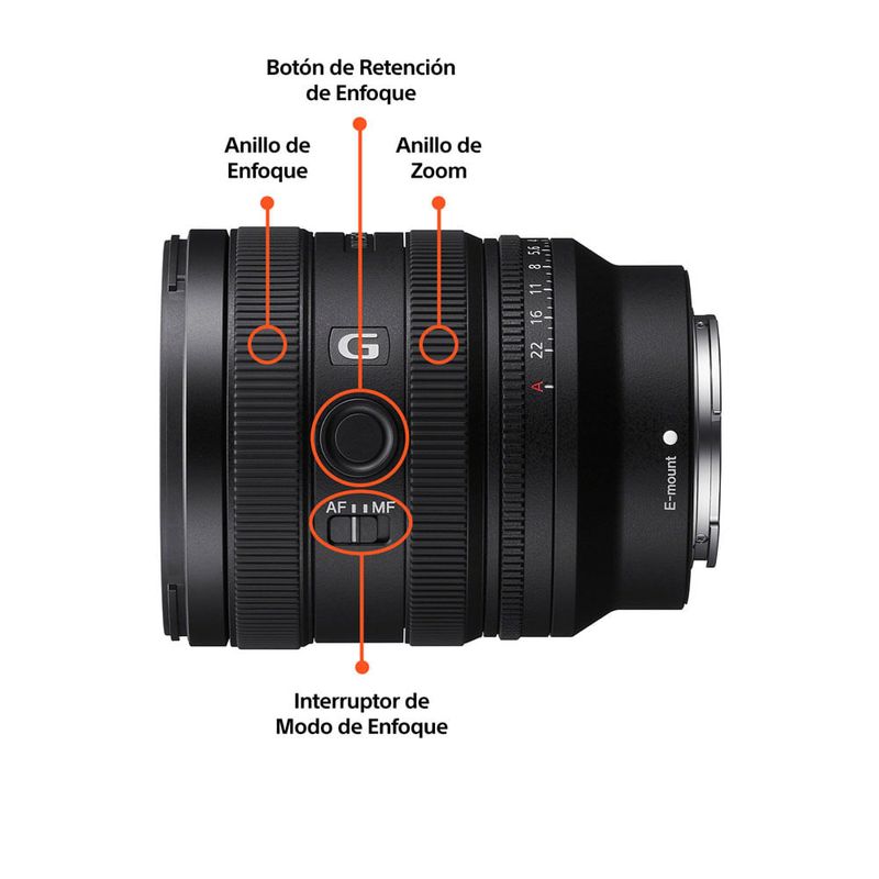 Lente zoom estándar Sony 24-50 mm F2.8 Full Frame partes de lente