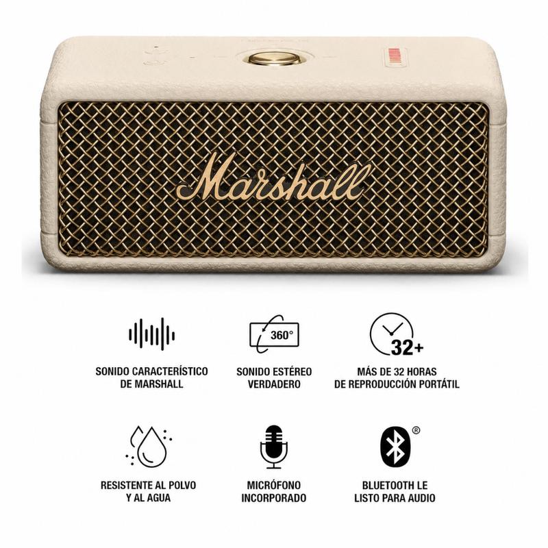 Parlante Bluetooth Marshall Emberton III 20W IP67 crema especificaciones