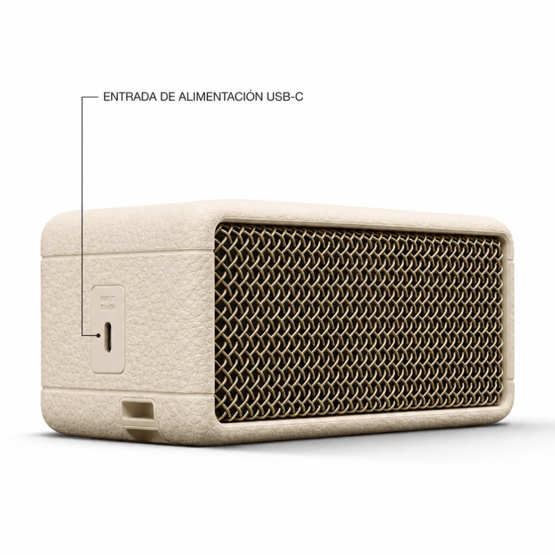Parlante Bluetooth Marshall Emberton III 20W IP67 crema carga USB Tipo-C
